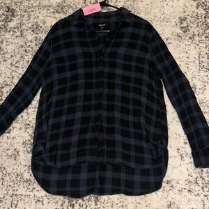 Madewell Gray and Green Plaid Shirt